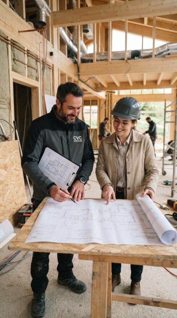 Illustration : référent COBA Énergies sur un chantier de maison neuve